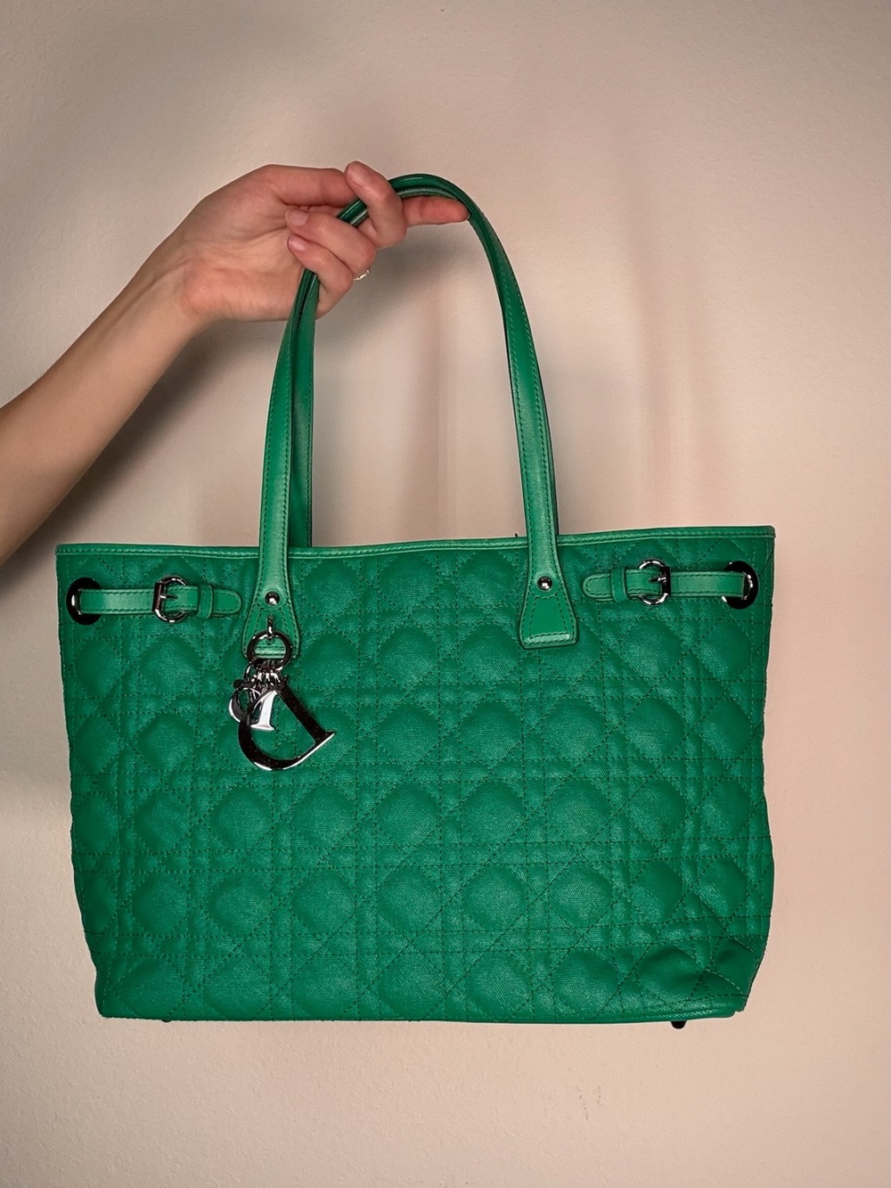 Dior Green Quilted cannage Tote Bag